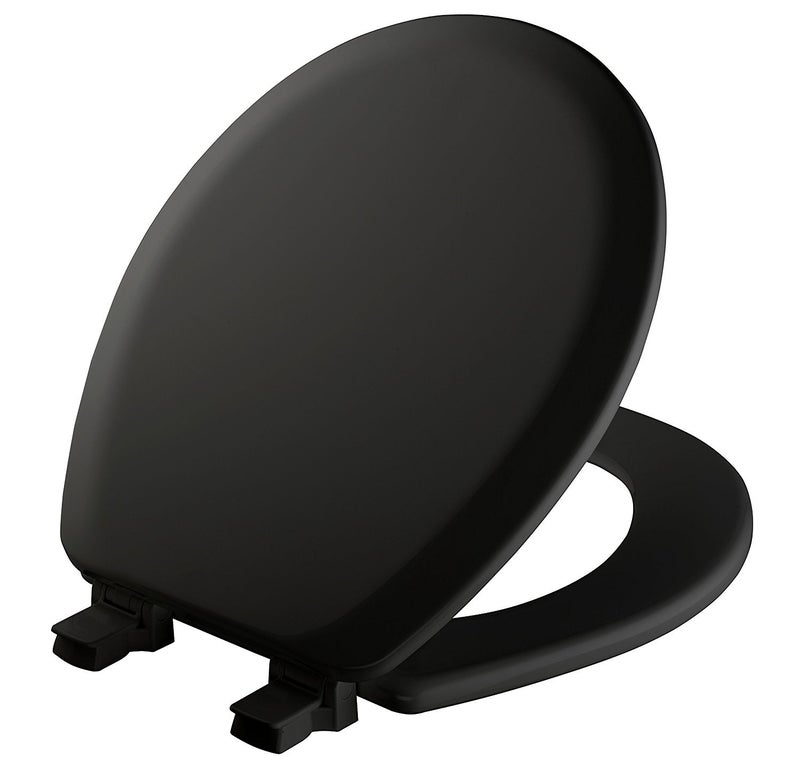 Mayfair Cameron Black Toilet Seat, Non Slip Heavy Duty Wood, Easy Clean, Made in USA, Round - Image 1
